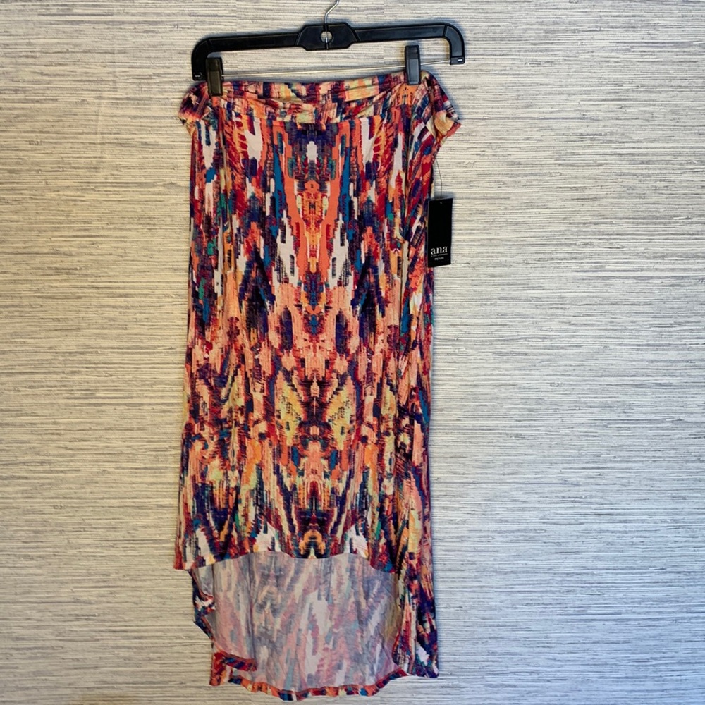 A.N.A New Womens Hi-Low Midi Skirt Size PXL, Multi Color Vibrant Print 540